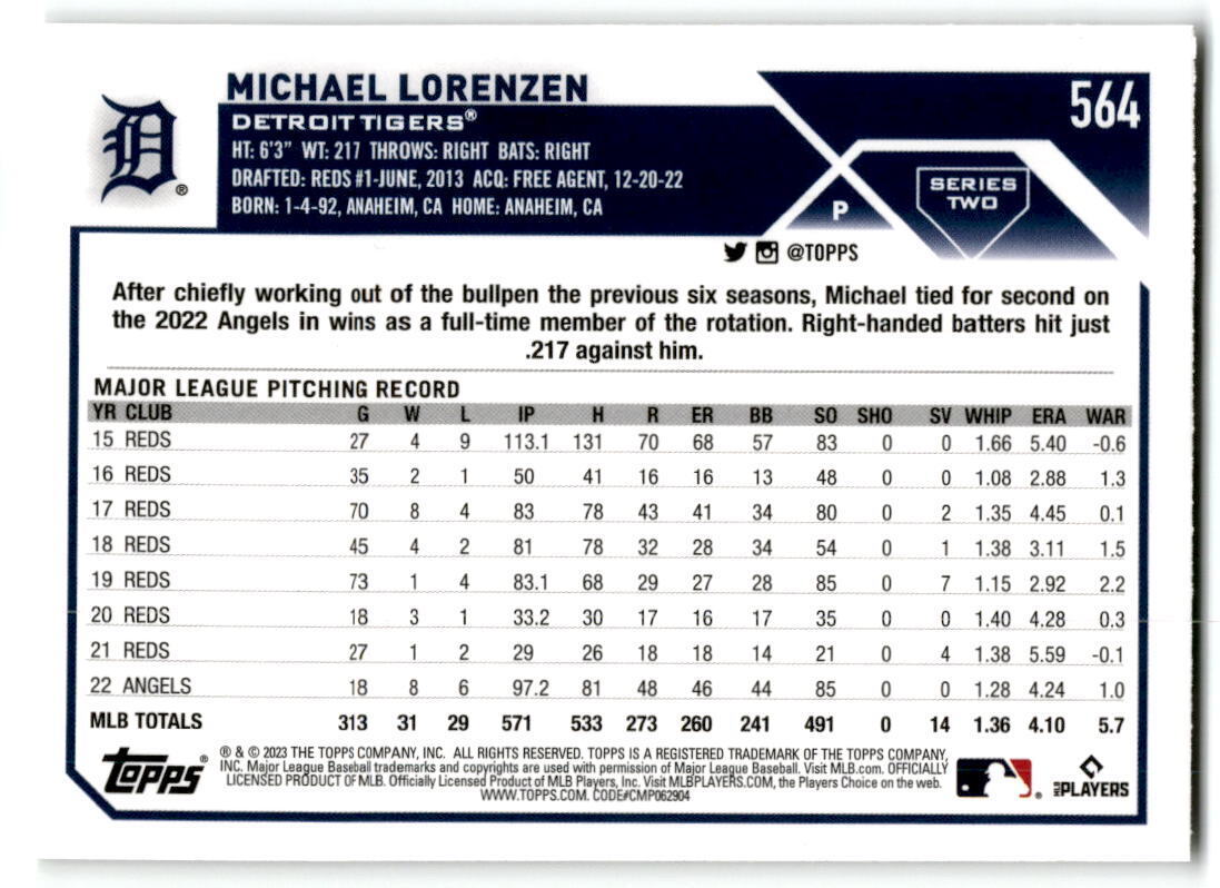 2023 Topps #564 Michael Lorenzen NM