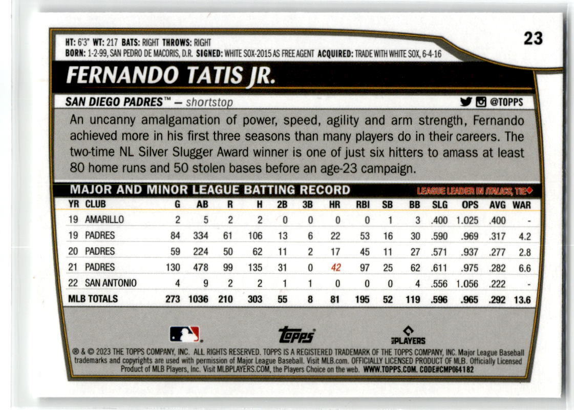 2023 Topps Big League #23 Fernando Tatis Jr. NM