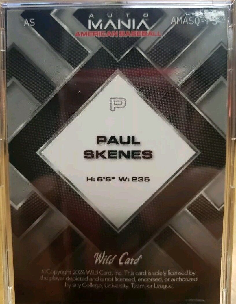 PAUL SKENES Rookie Wild Card Auto Mania All Star #d 18/35  