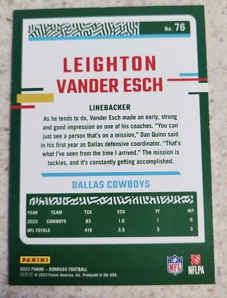 2023 Donruss Green Press Proof #76 Leighton Vander Esch - Dallas Cowboys