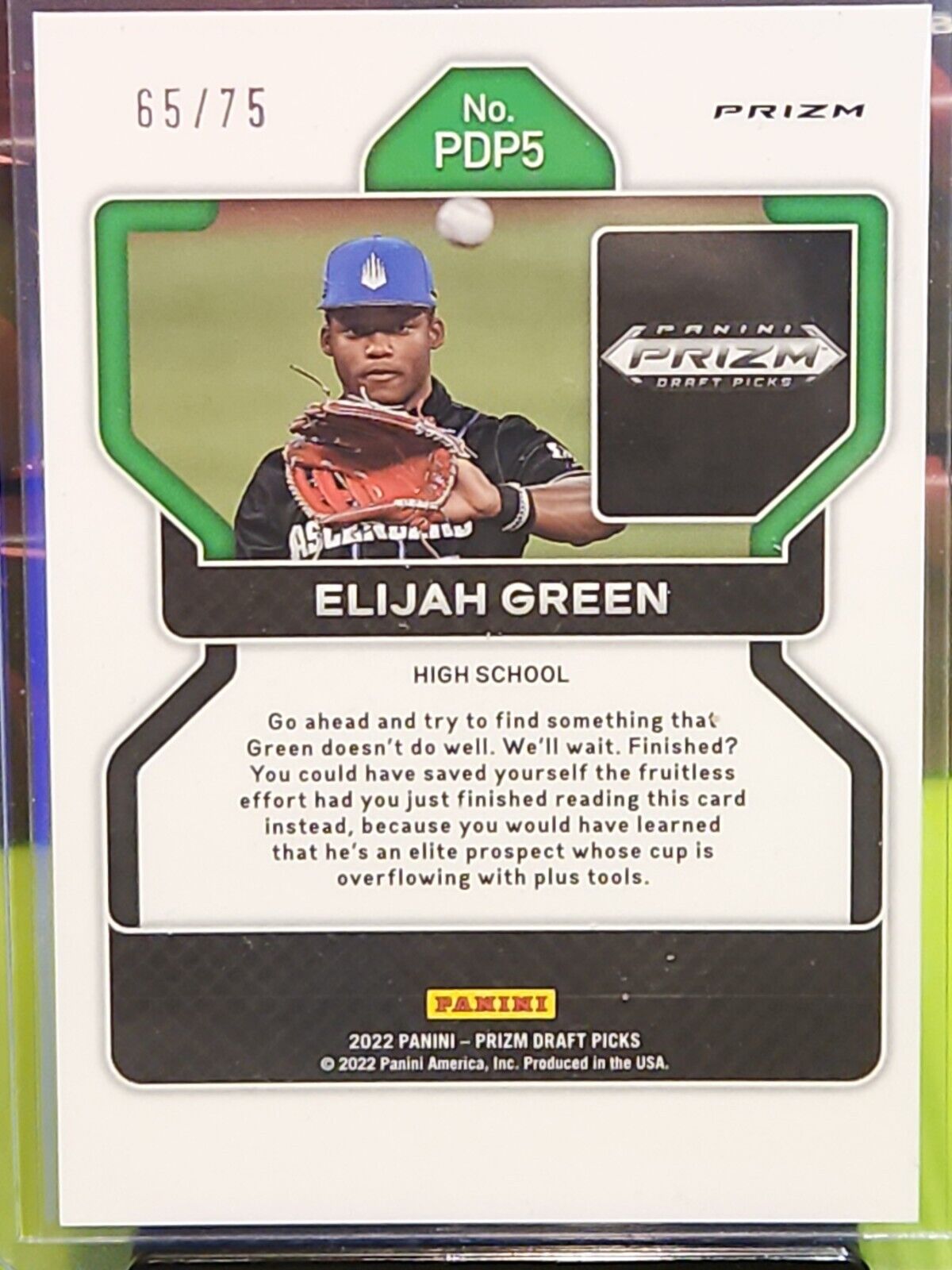 Elijah Green 2022 Prizm Draft Picks Lime Green Prizm /75. 5th Overall Pick