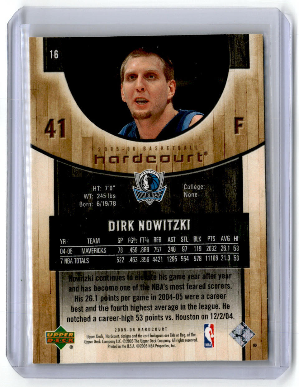 2005-06 Upper Deck Hardcourt #16 Dirk Nowitzki