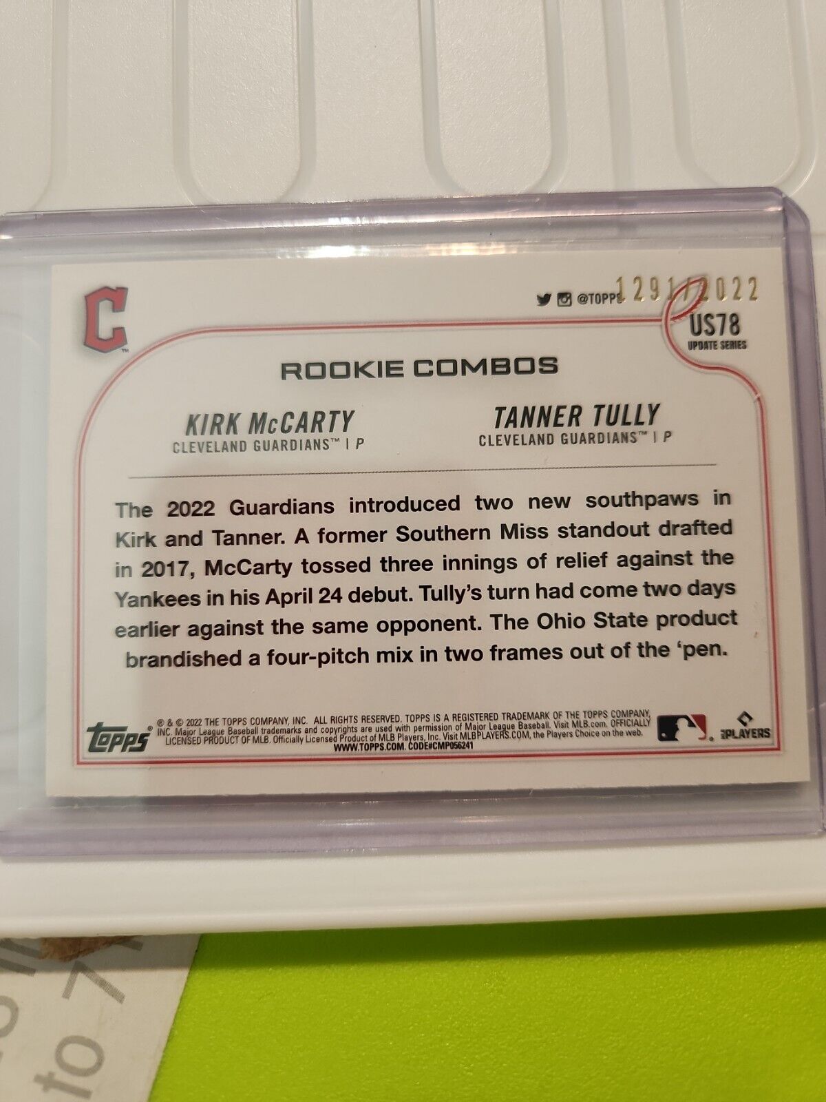 2022 Topps Update Series Rookie Combos Kirk McCarty Tanner Tully GOLD/2022 US78