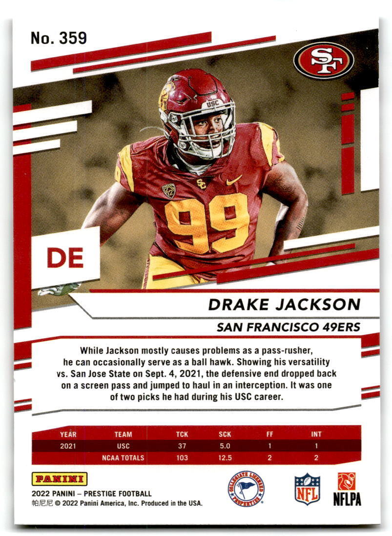 2022 Panini Prestige #359 Drake Jackson NM