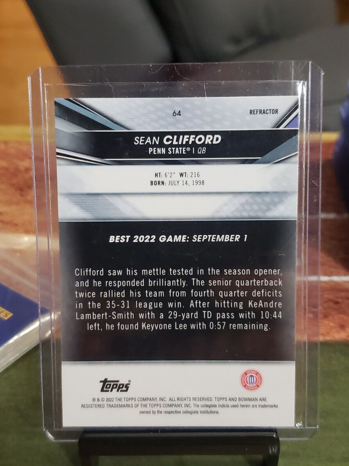 2022 Bowmans Best University #64 Sean Clifford Silver Refractor 