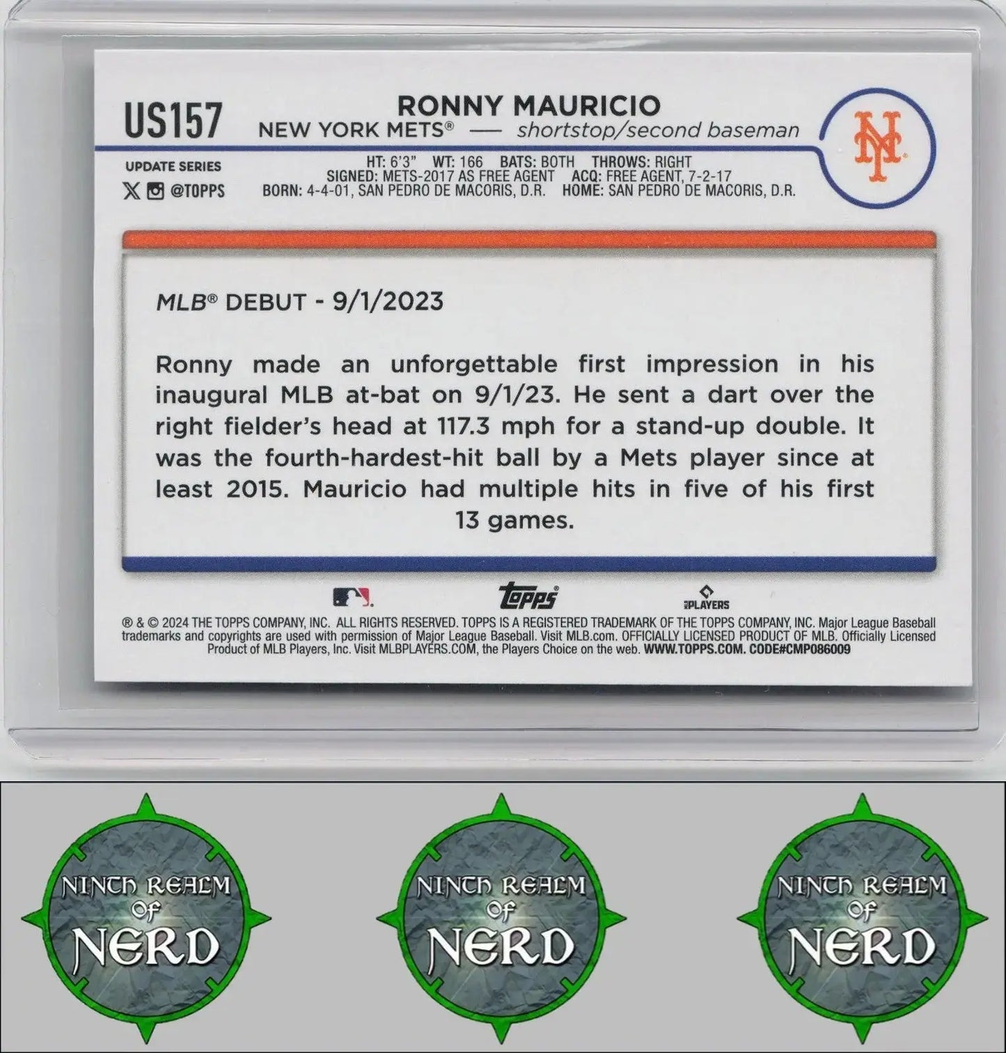 Ronny Mauricio 2024 Topps Update #US157 New York Mets