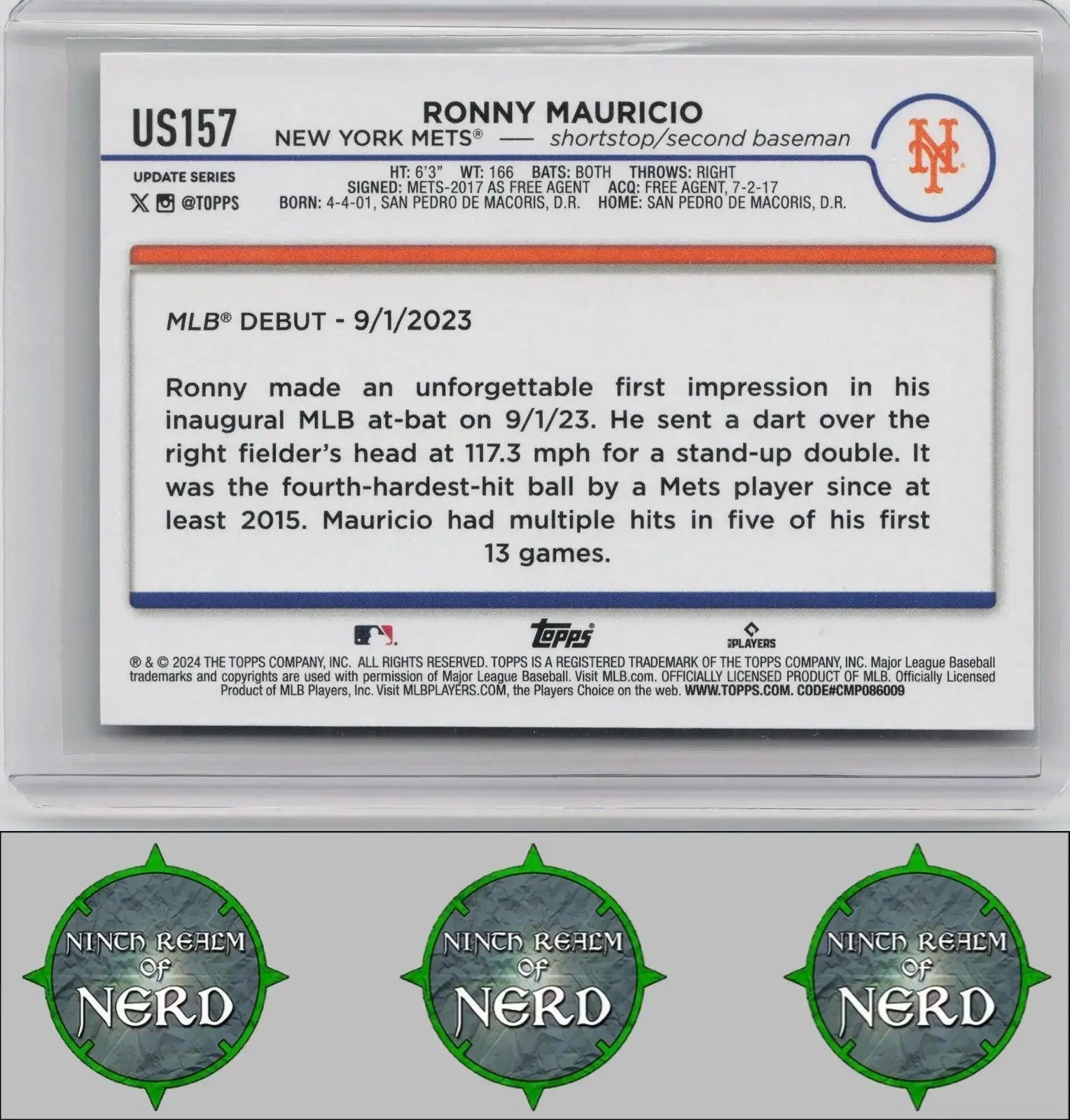 Ronny Mauricio 2024 Topps Update #US157 New York Mets