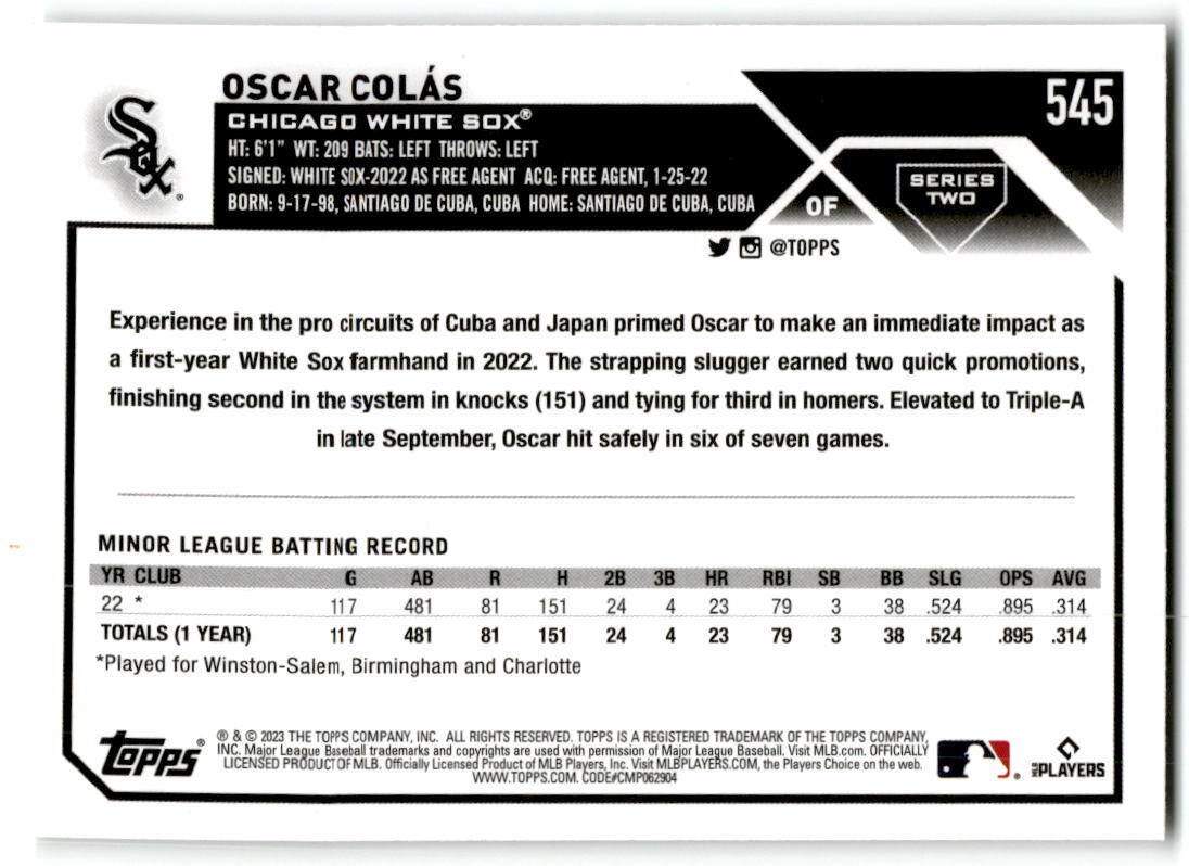 2023 Topps #545 Oscar Colás NM