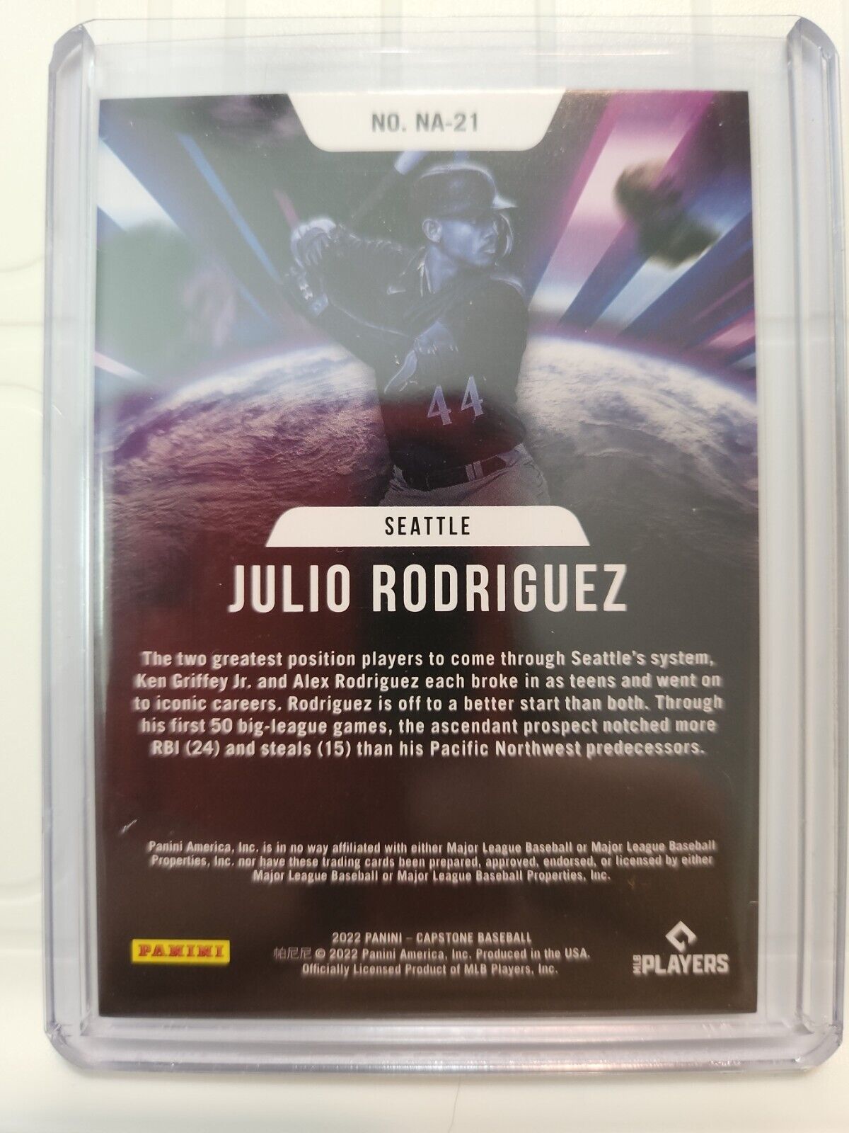 JULIO RODRIGUEZ RC NEW AGE 2022 PANINI CAPSTONE DEBUT EDITION ROOKIE MARINERS 