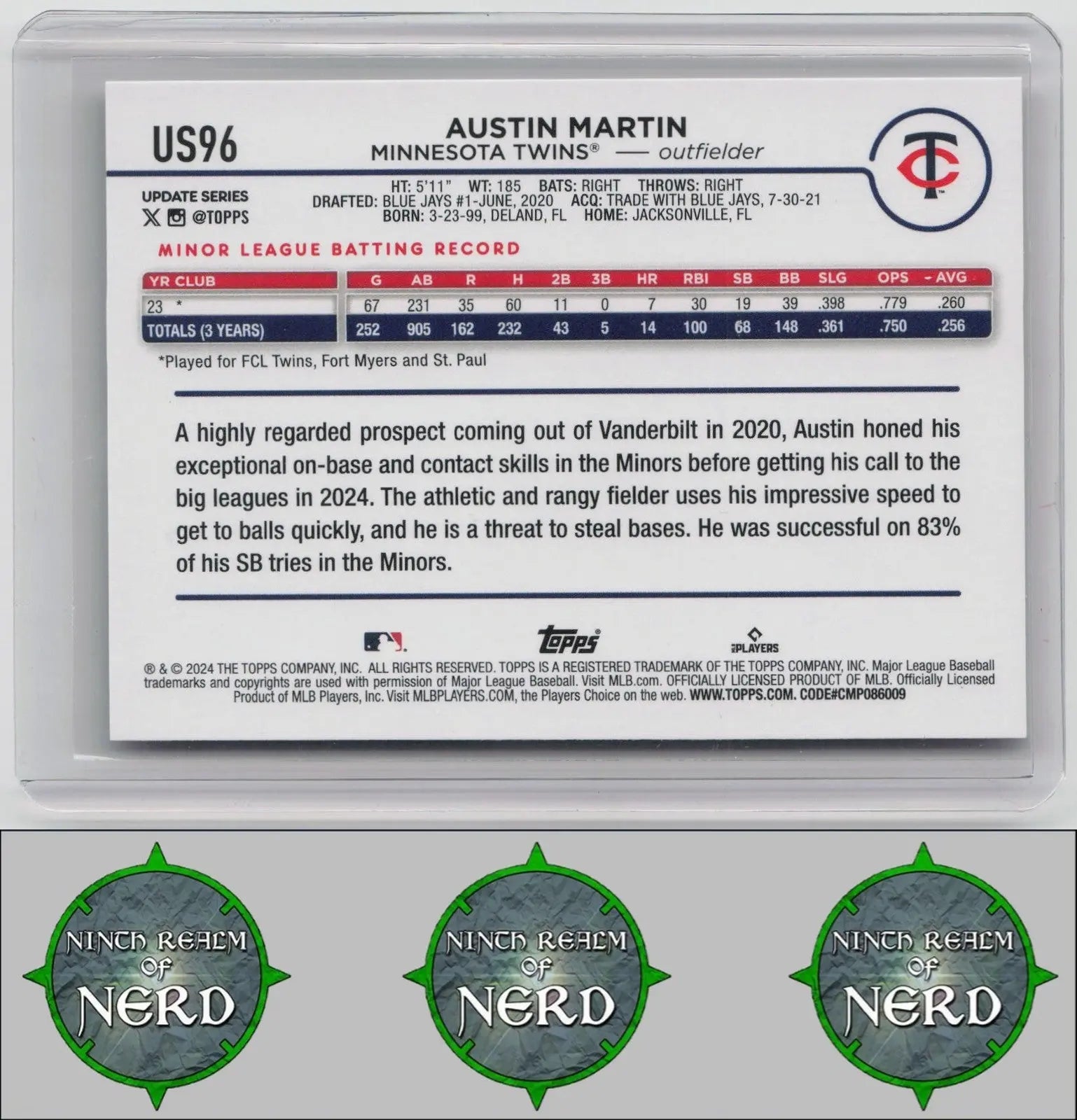 Austin Martin 2024 Topps Update #US96 RC Minnesota Twins