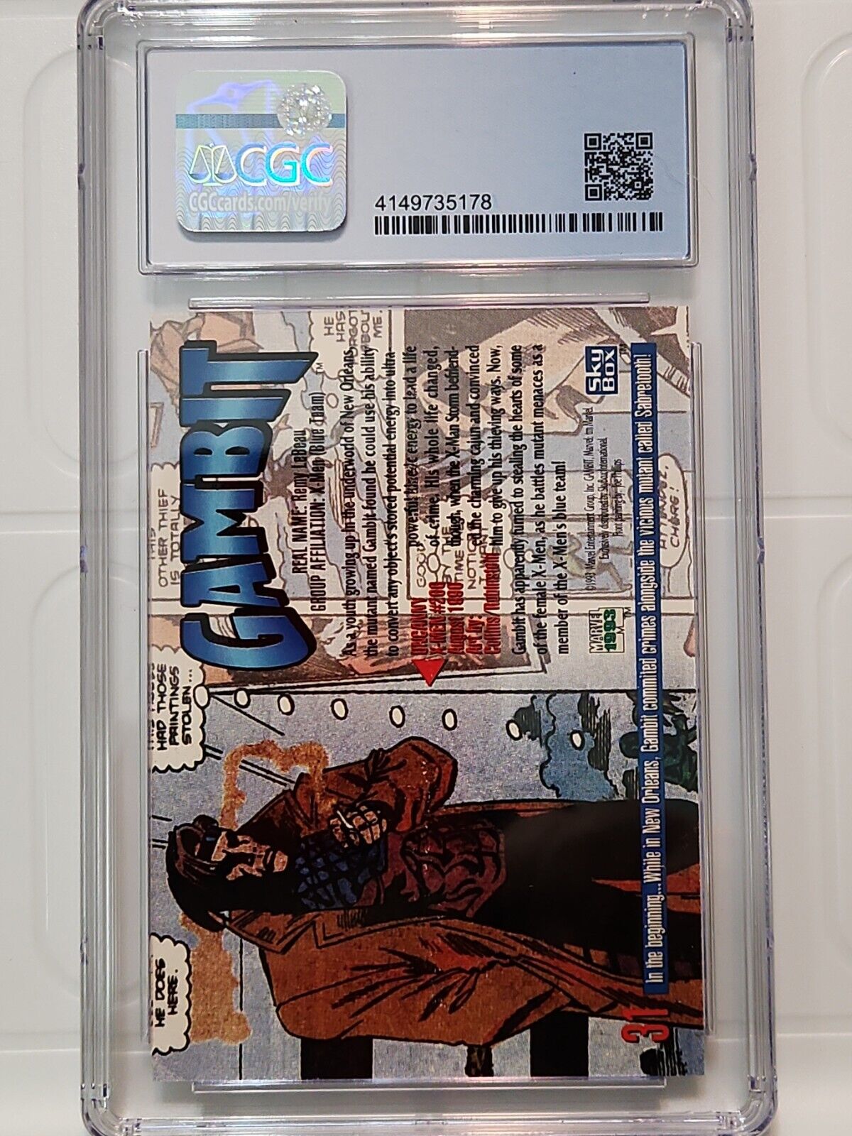 1993 Marvel Masterpieces #31 Gambit CGC 8.5 NM/Mint + 