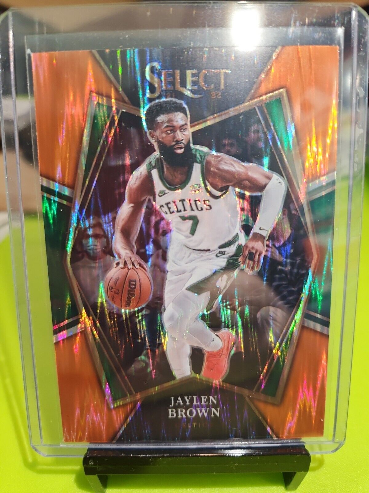 2021-22 Select Orange Shimmer Prizm Premier Level Jaylen Brown #162 Boston...