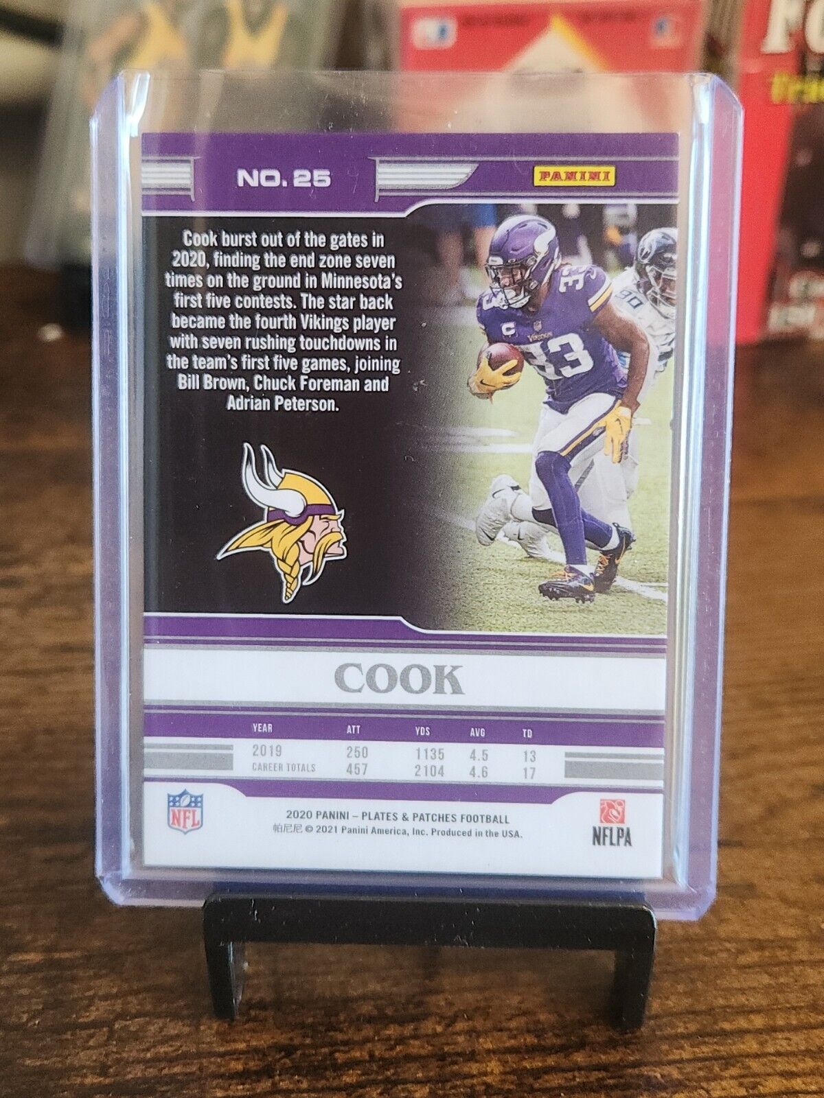 2020 Panini Plates & Patches - SSP Base Card - #25 - Dalvin Cook /35 Vikings