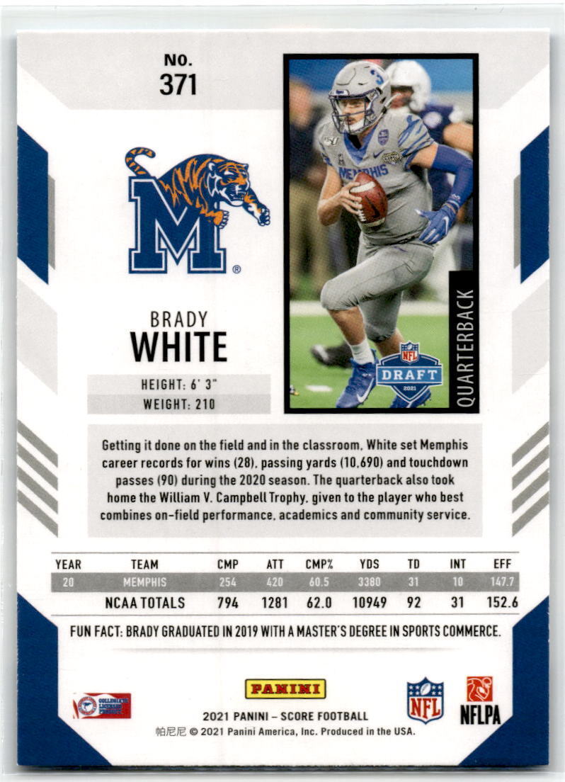 2021 Score #371 Brady White NM