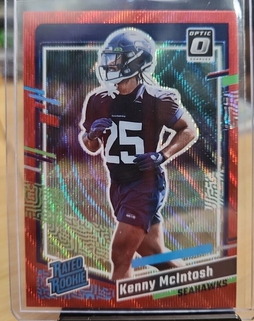 2023 Donruss Kenny McIntosh Rated Rookie Optic Preview Red Wave Prizm Seahawks