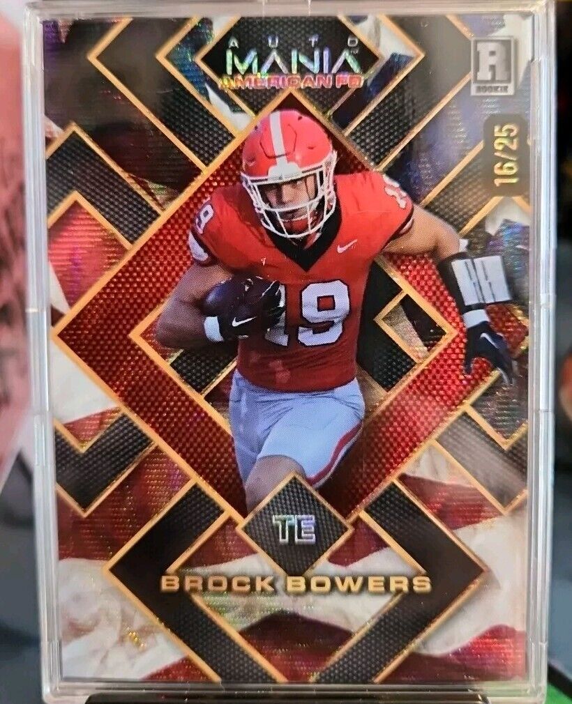 2024 WILD CARD AUTO MANIA AMERICAN FB RC BROCK BOWERS /25 AMERICAN FLAG