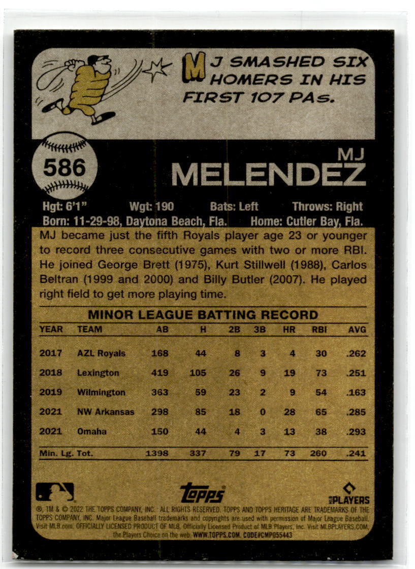 2022 Topps Heritage #586 MJ Melendez NM