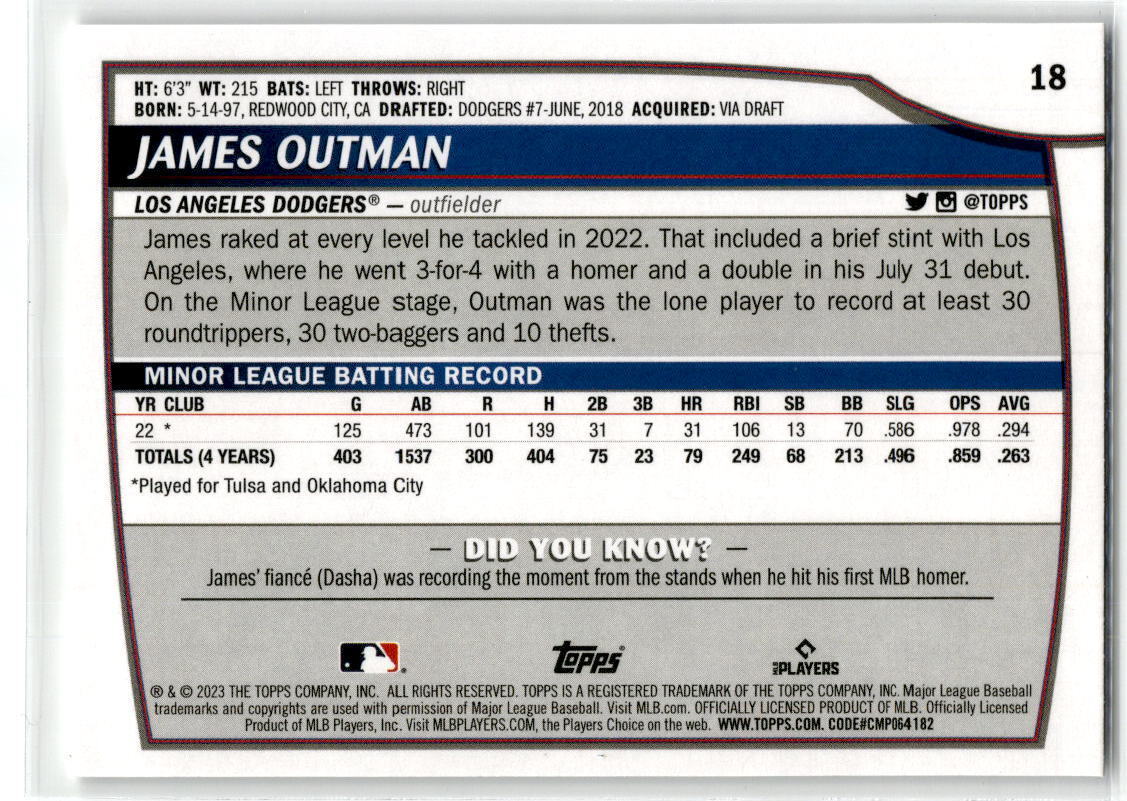 2023 Topps Big League #18 James Outman NM