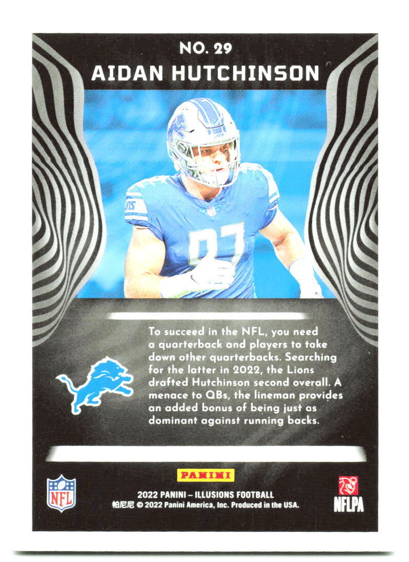 2022 Panini Illusions #29 Aidan Hutchinson Trophy Collection Emerald NM