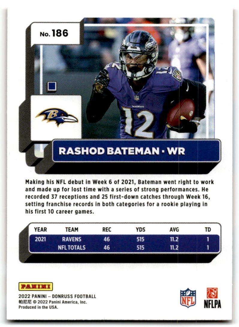 2022 Donruss #186 Rashod Bateman Red Press Proof NM