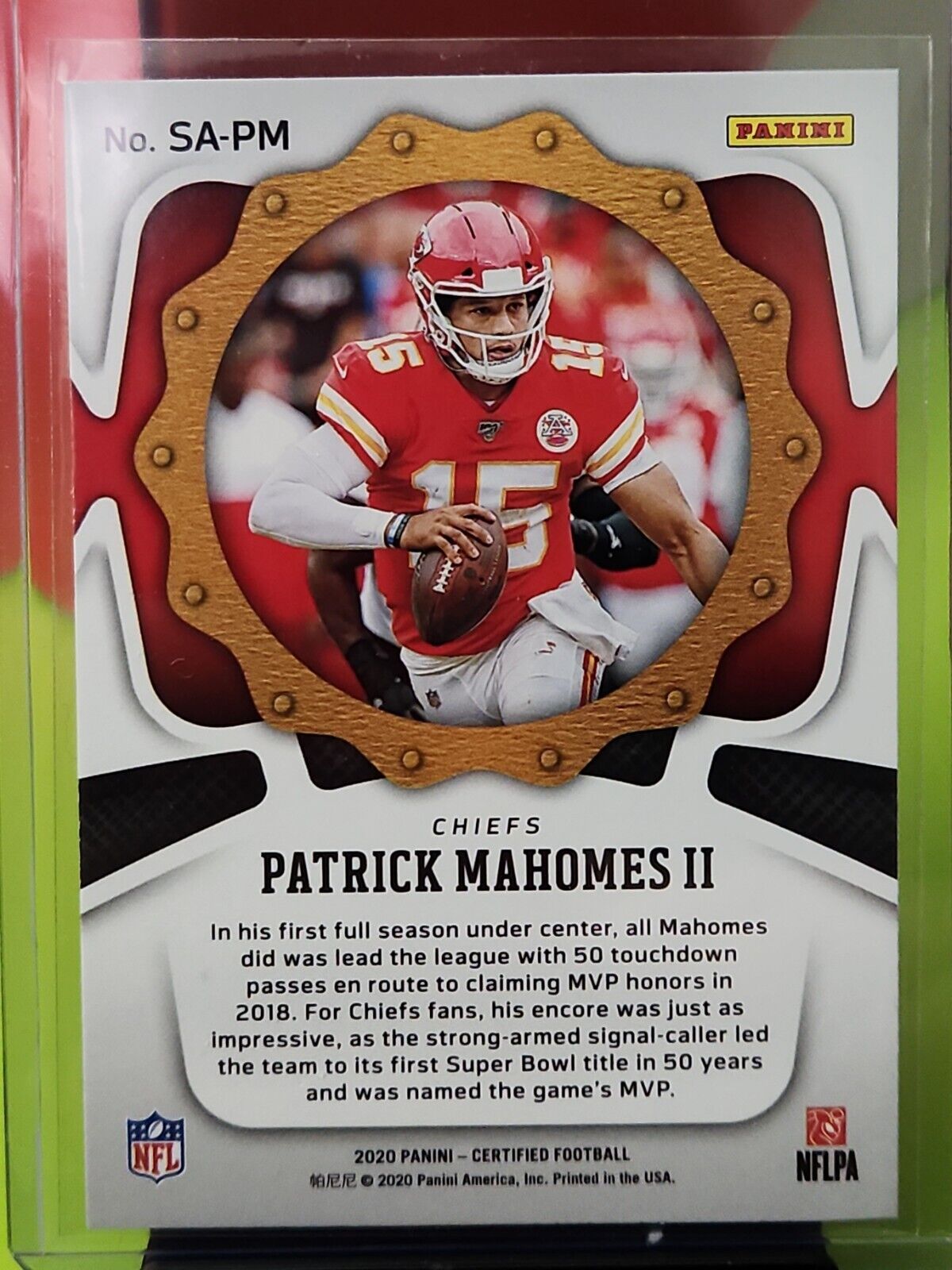 Patrick Mahomes II 2020 Certified Seal of Approval Football Card