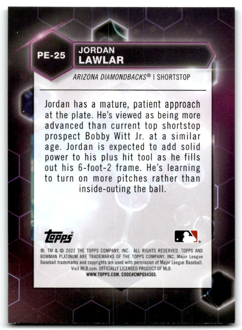 2022 Bowman Platinum #PE-25 Jordan Lawlar Precious Elements NM