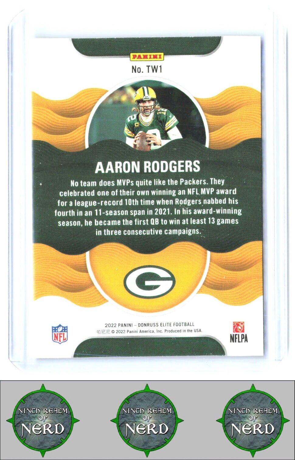 2022 Donruss Elite #TW1 Aaron Rodgers Title Waves Green