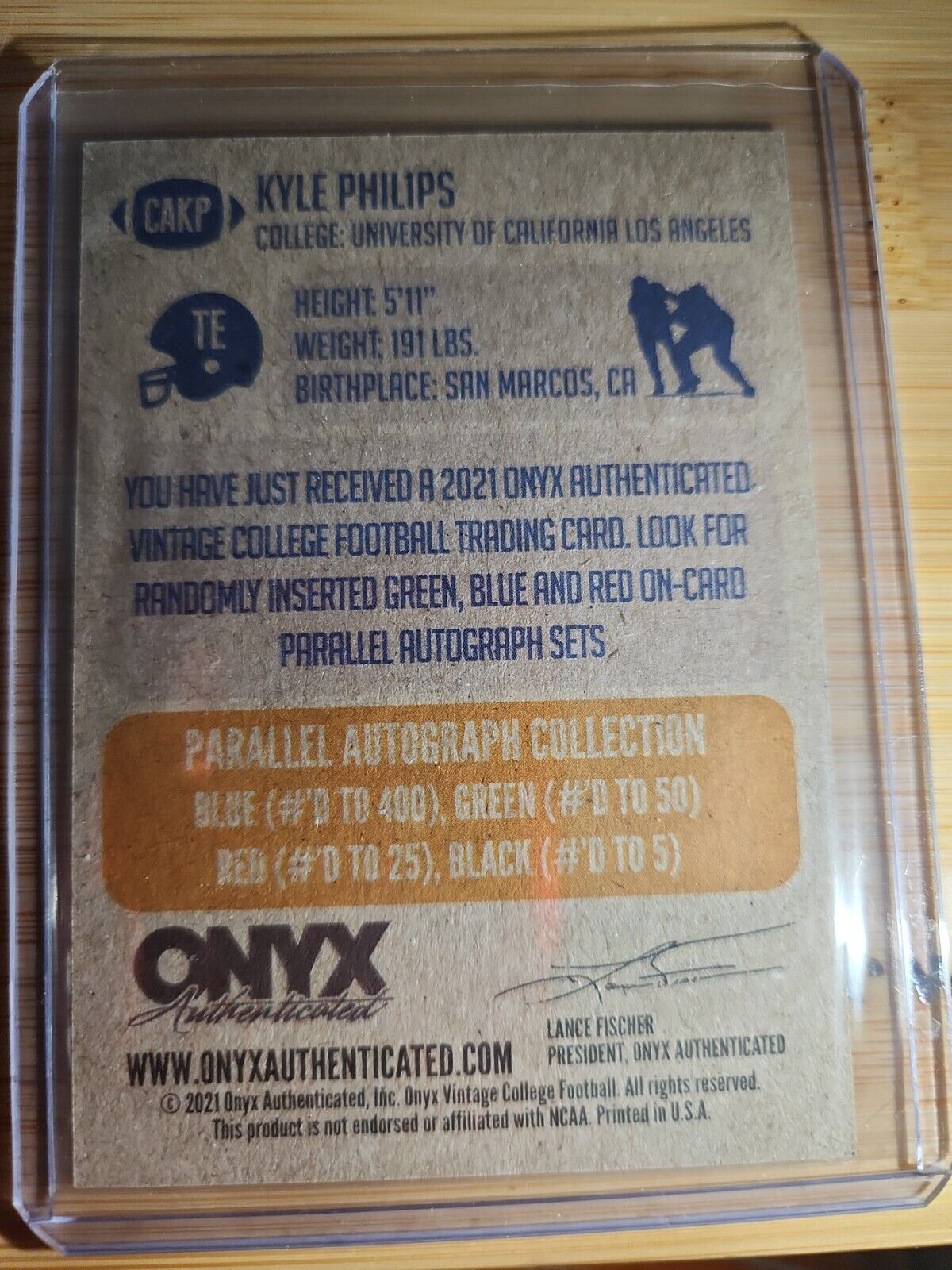 2021 Onyx Vintage College Blue Signature #CFKP Kyle Philips RC Rookie AUTO