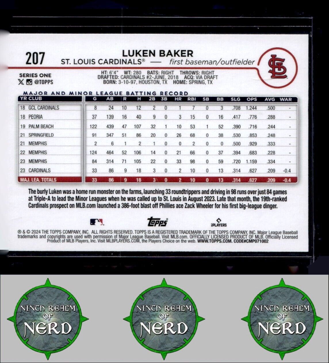 2024 Topps #207 Luken Baker