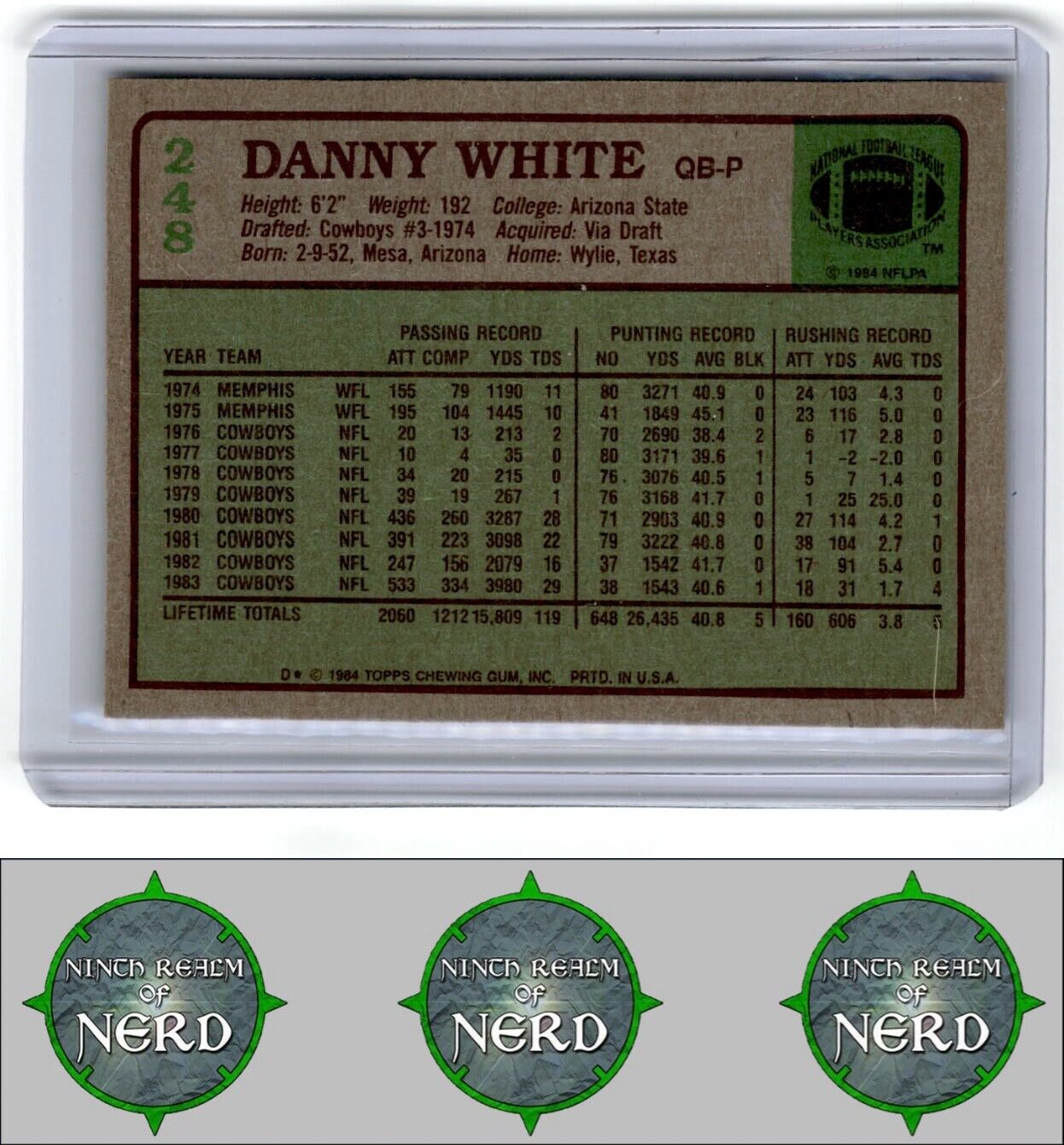 1984 Topps #248b Danny White