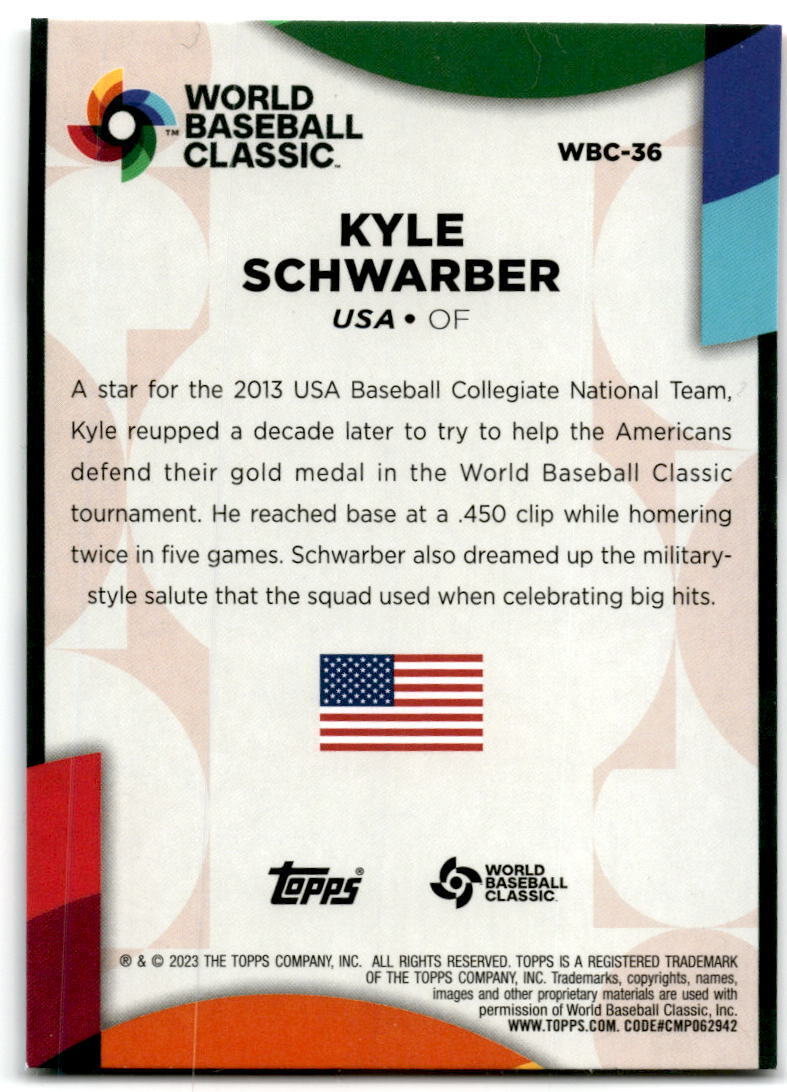 2023 Topps #WBC-36 Kyle Schwarber World Baseball Classic Black NM