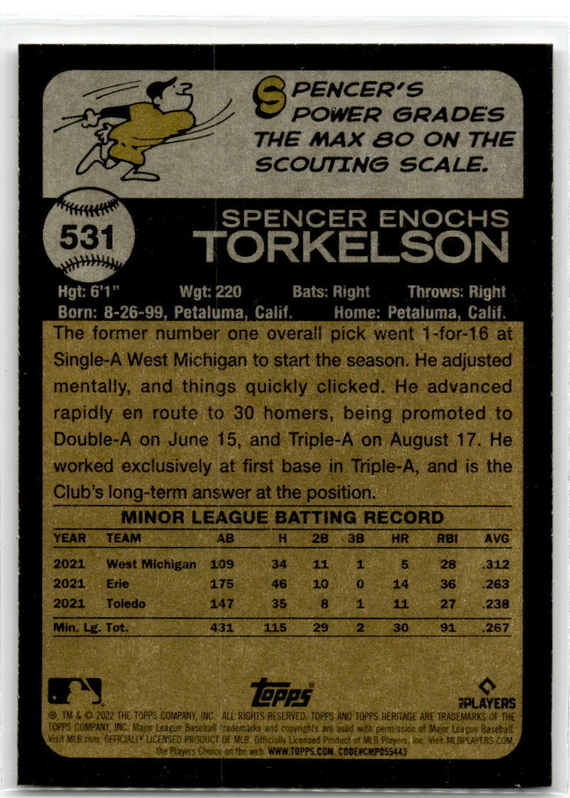 2022 Topps Heritage #531 Spencer Torkelson NM