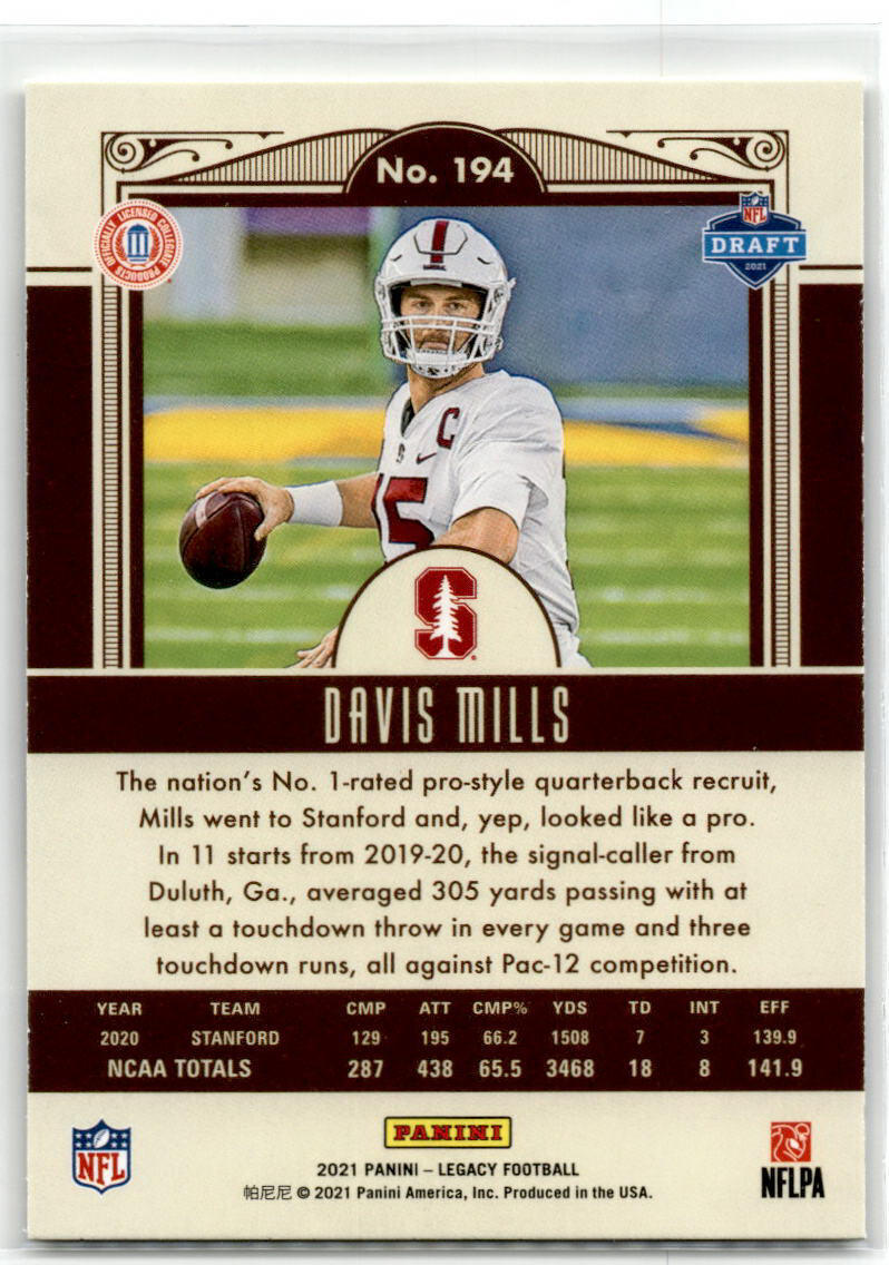 2021 Panini Legacy #194 Davis Mills NM