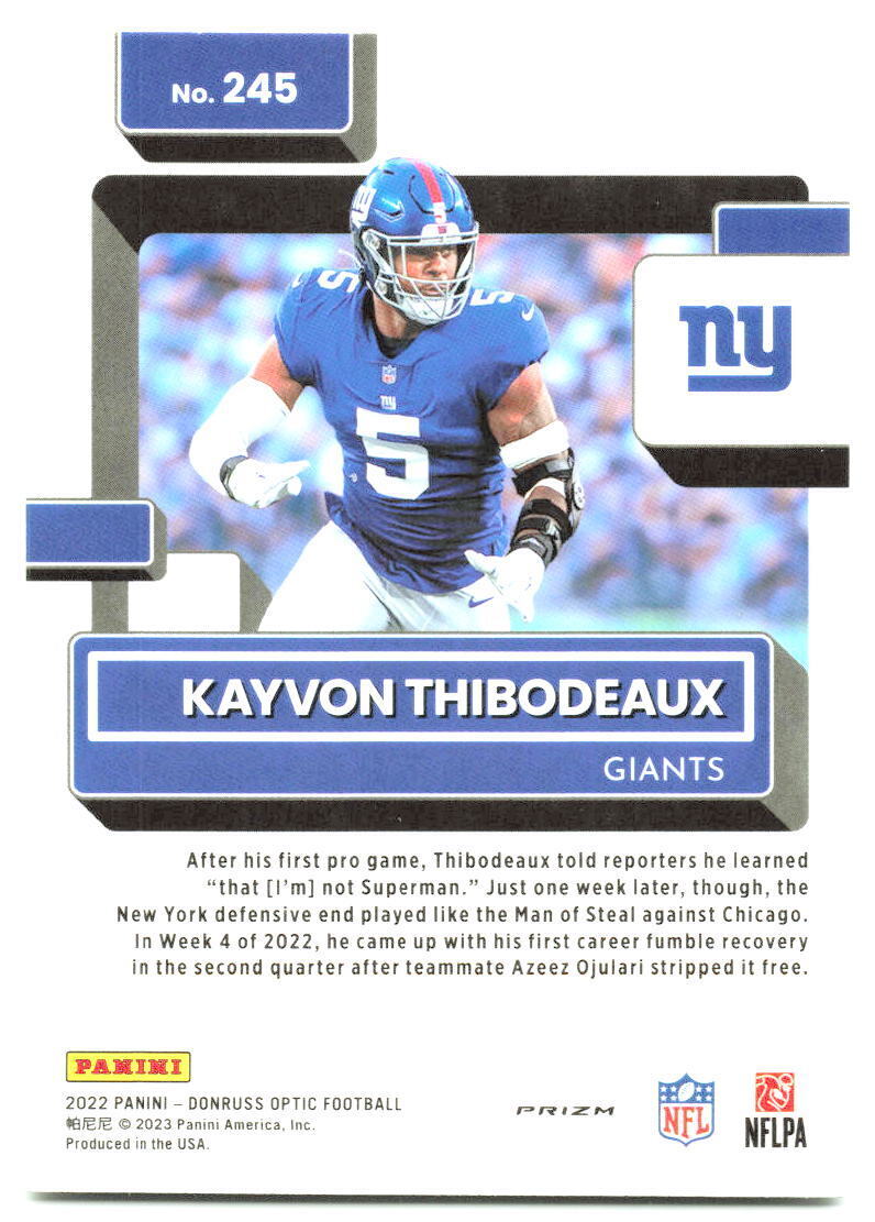 2022 Donruss Optic #245 Kayvon Thibodeaux Holo NM