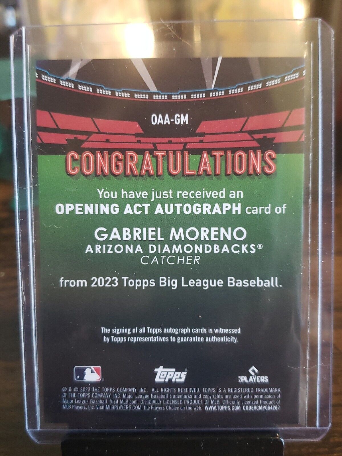 2023 Topps Big League Gabriel Moreno Opening Act Autograph Auto Rookie RC DBacks