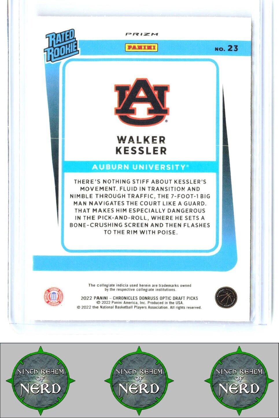 2022 Panini Chronicles Draft Picks #23 Walker Kessler Donruss Rated Rookies Pink