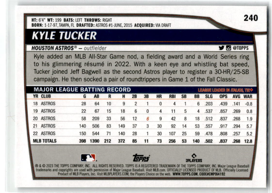 2023 Topps Big League #240 Kyle Tucker NM