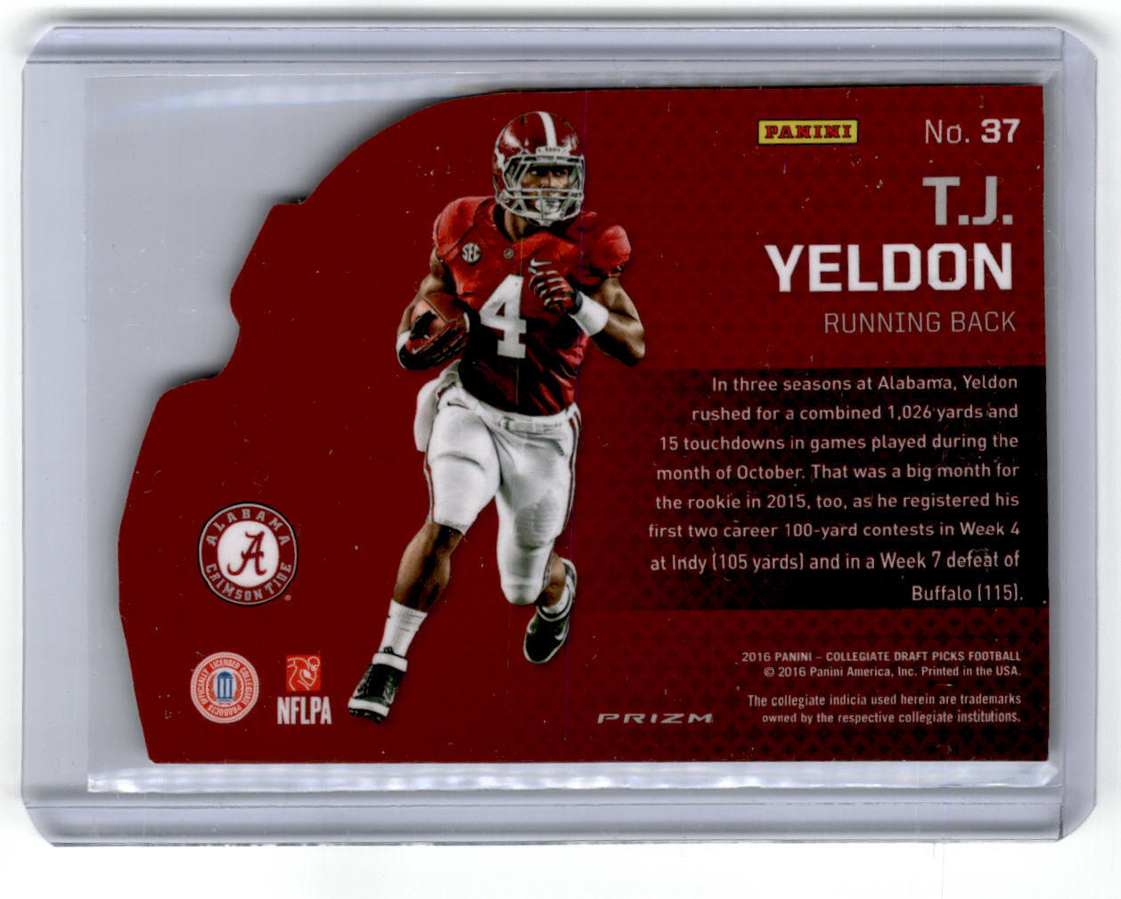 2016 Panini Prizm Collegiate Draft Picks #37 T.J. Yeldon Helmet Die Cut