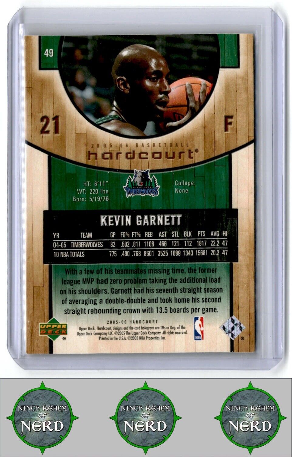 2005-06 Upper Deck Hardcourt #49 Kevin Garnett