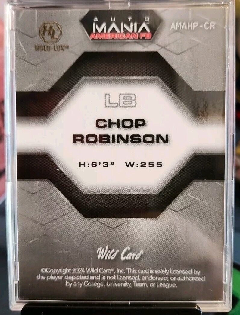 2024 Chop Robinson Wild Card Rookie 1/1 Fighter Jets Automania American FB