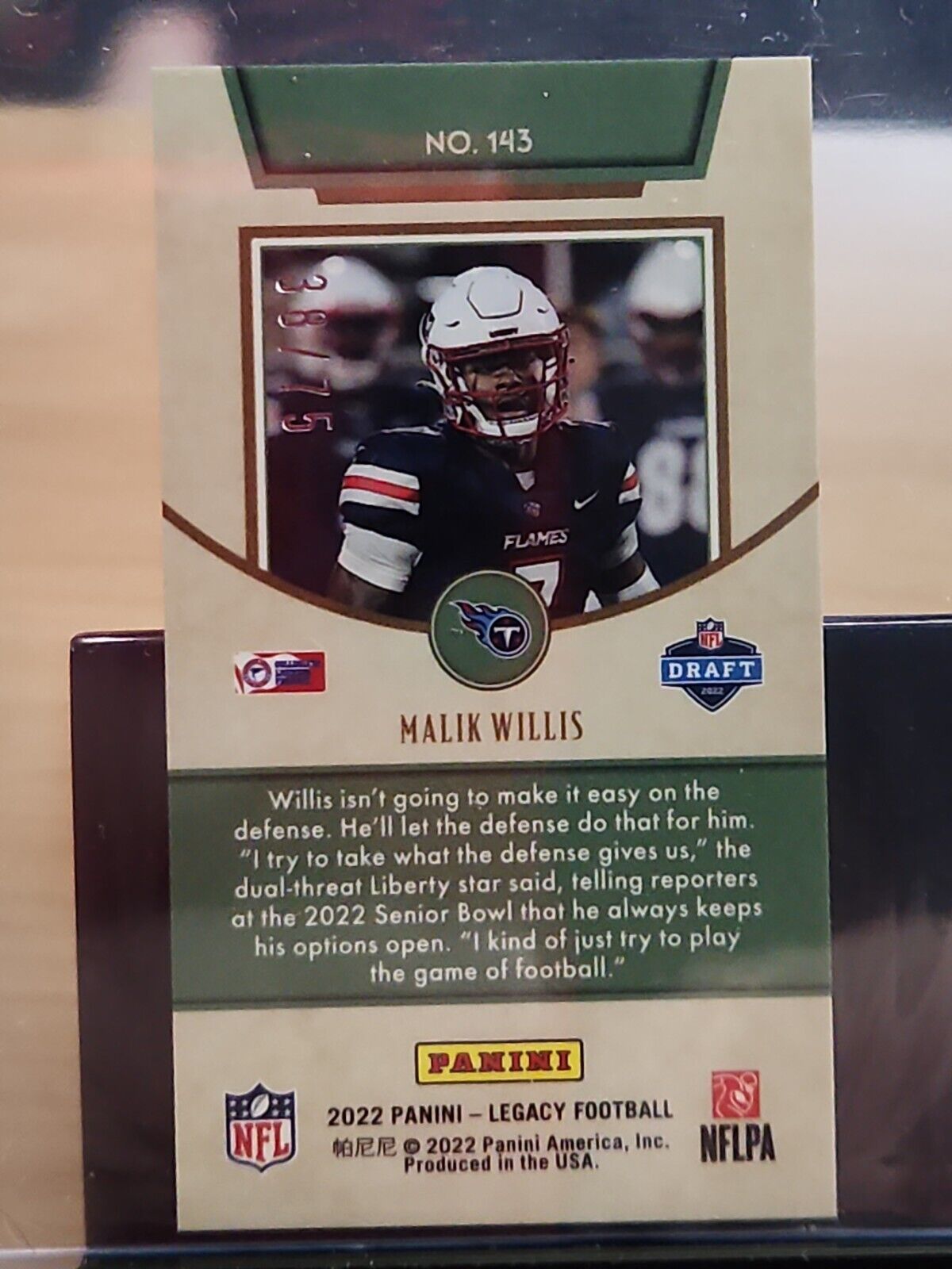 🏈 2022 Panini Legacy MALIK WILLIS ROOKIE RC Mini /75 *Tennessee Titans* 📈📈 🏈