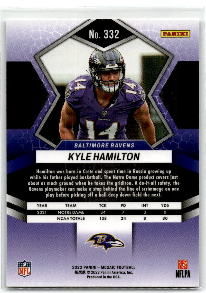 2022 Panini Mosaic #332 Kyle Hamilton NM