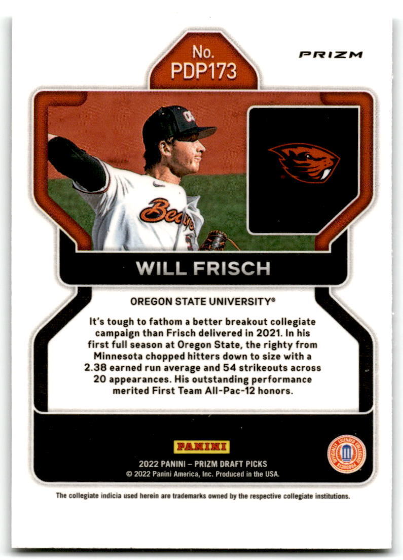 2022 Panini Prizm Draft Picks #PDP173 Will Frisch Silver NM