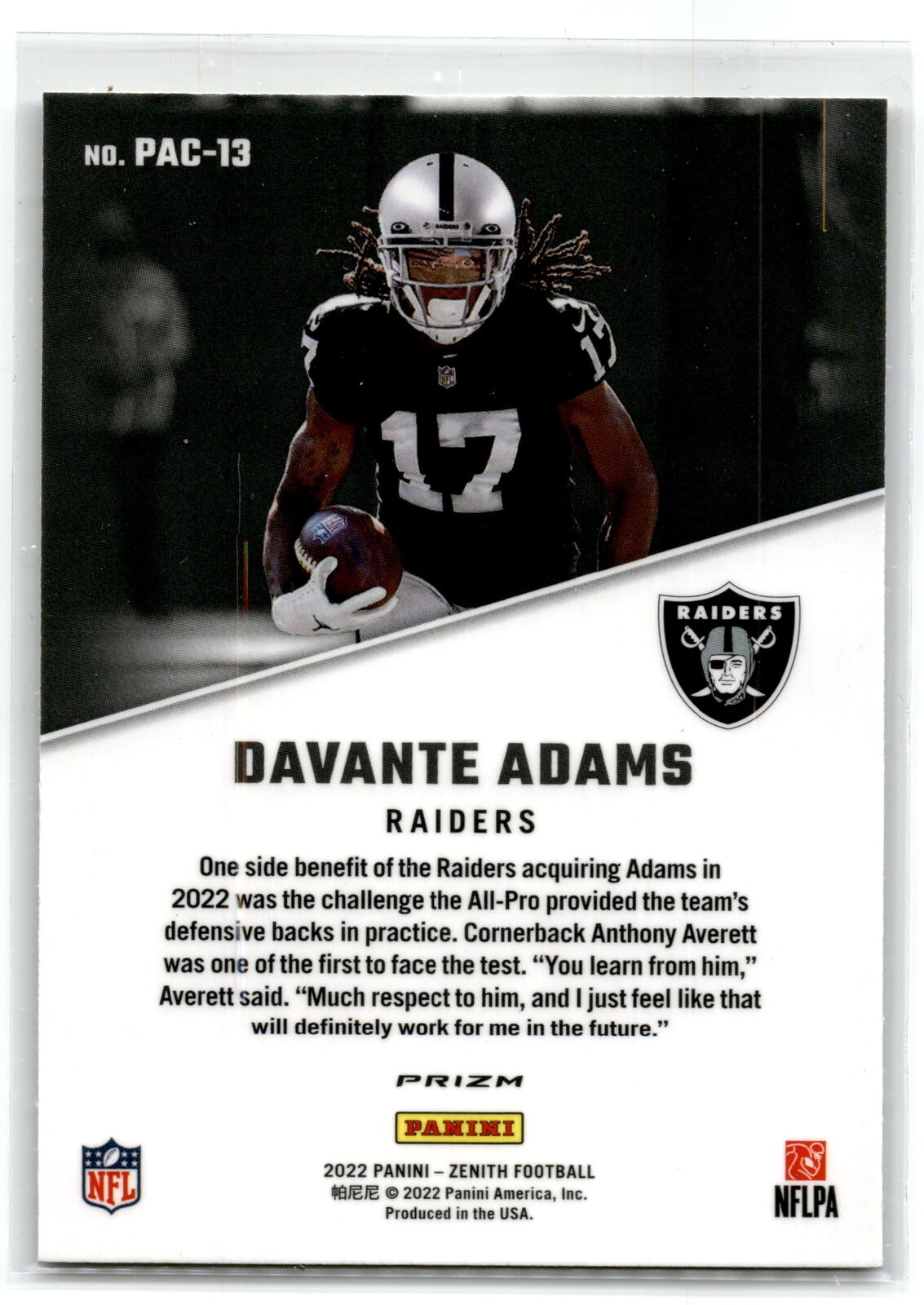 2022 Zenith #PAC-13 Davante Adams 1992 Pacific NM