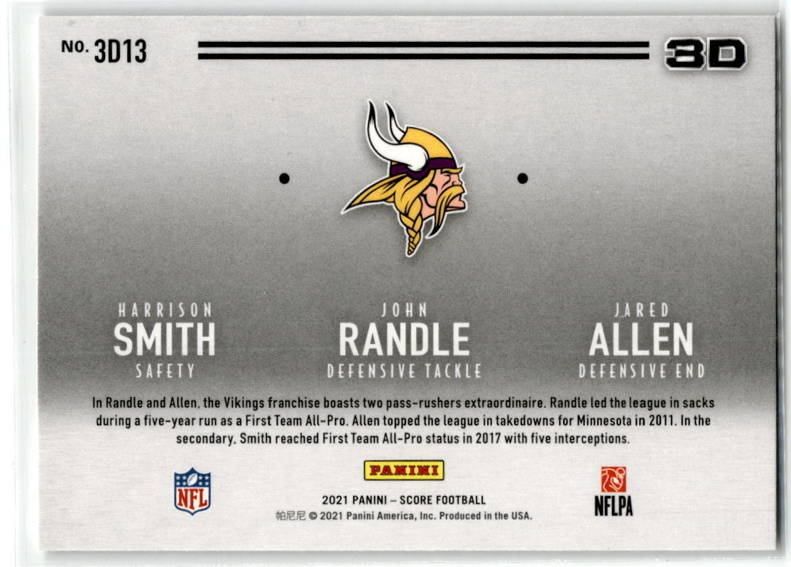 2021 Score #3D13 Harrison Smith / Jared Allen / John Randle 3D NM