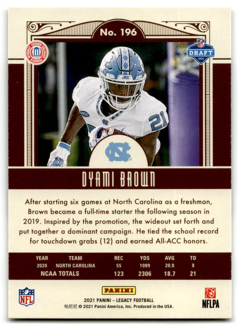 2021 Panini Legacy #196 Dyami Brown NM