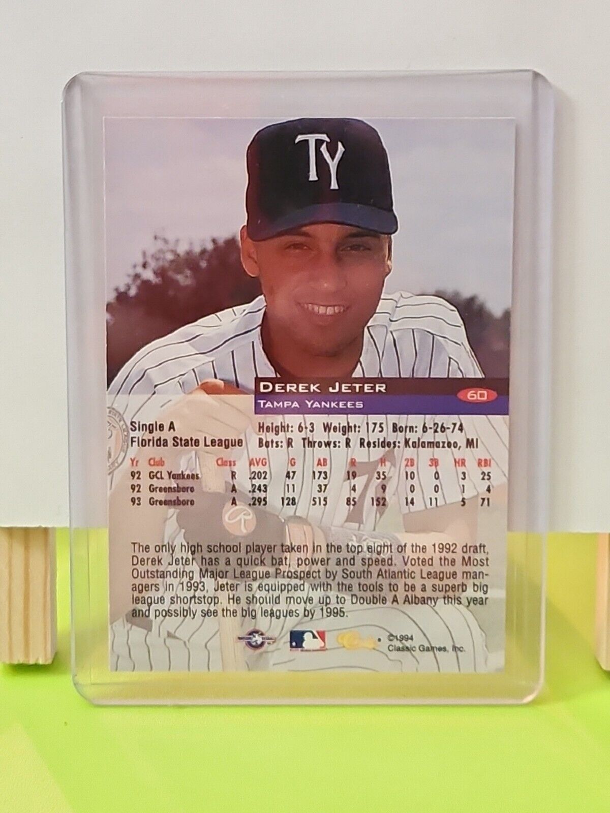 1994 Classic Derek Jeter Prospect Rookie Card RC #60 Tampa Yankees