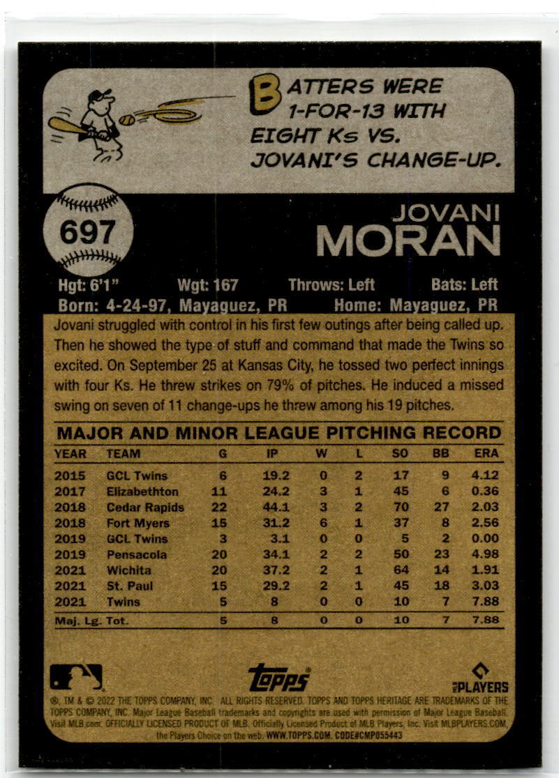 2022 Topps Heritage #697 Jovani Moran NM