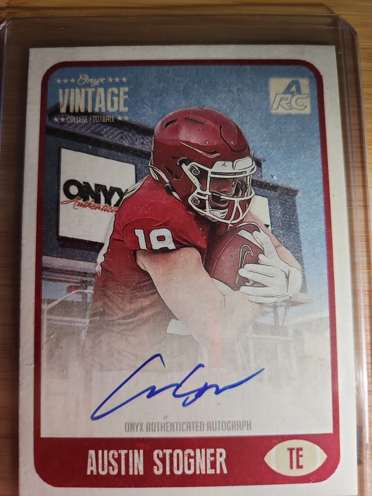 AUSTIN STOGNER 2021 ONYX VINTAGE COLLEGE FOOTBALL ARC ROOKIE AUTO BLUE INK /400