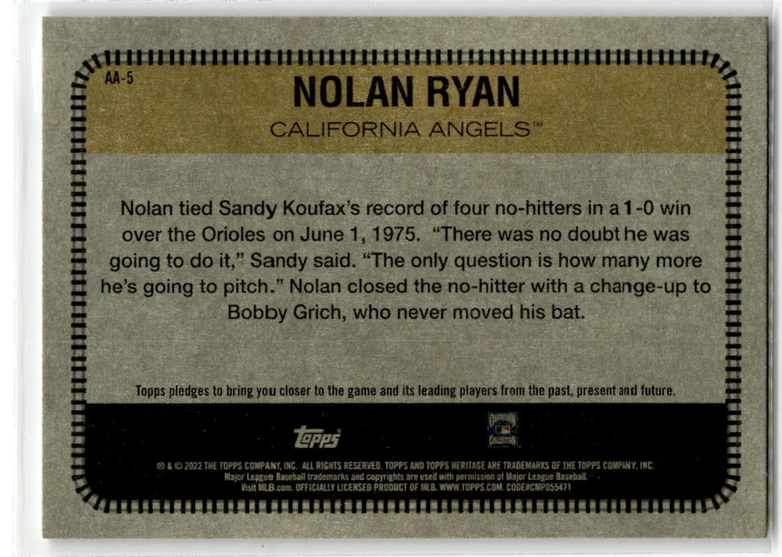 2022 Topps Heritage #AA-5 Nolan Ryan All Aboard! NM